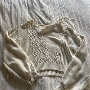 Anthropologie MAEVE Elegant Cream Cable Knit Sweater